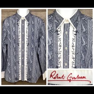 Robert Graham Blue Paisley Long Sleeve Shirt XL